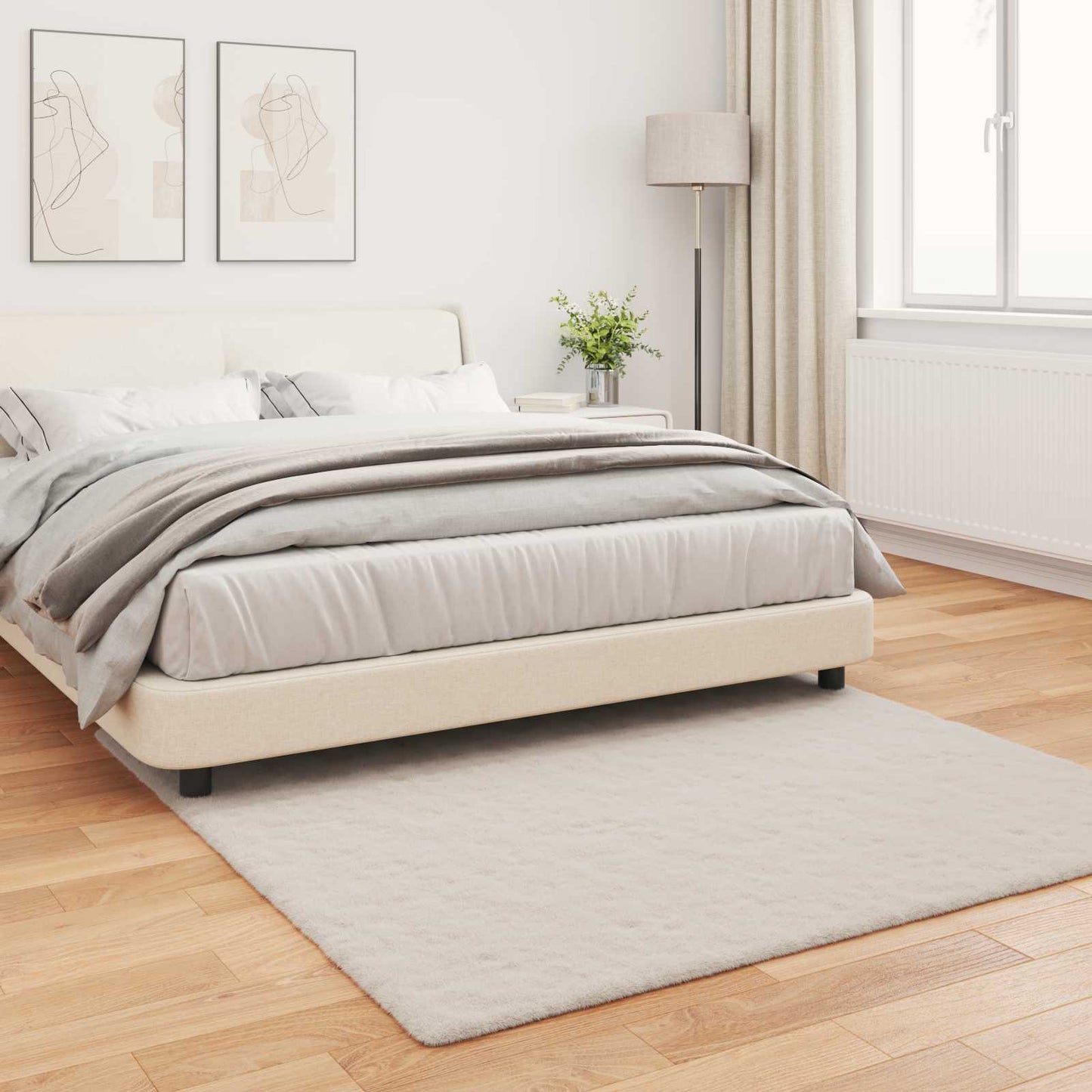vidaXL Kunstfell Hasen Teppich Olite Beige 120 x 120 cm Polyester