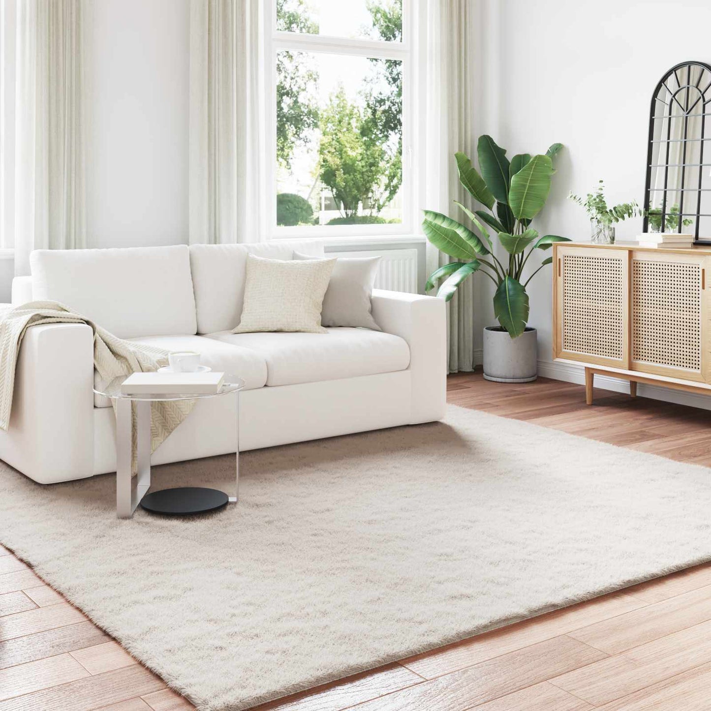 vidaXL Kunstfell Hasen Teppich Olite Beige 240 x 240 cm Polyester