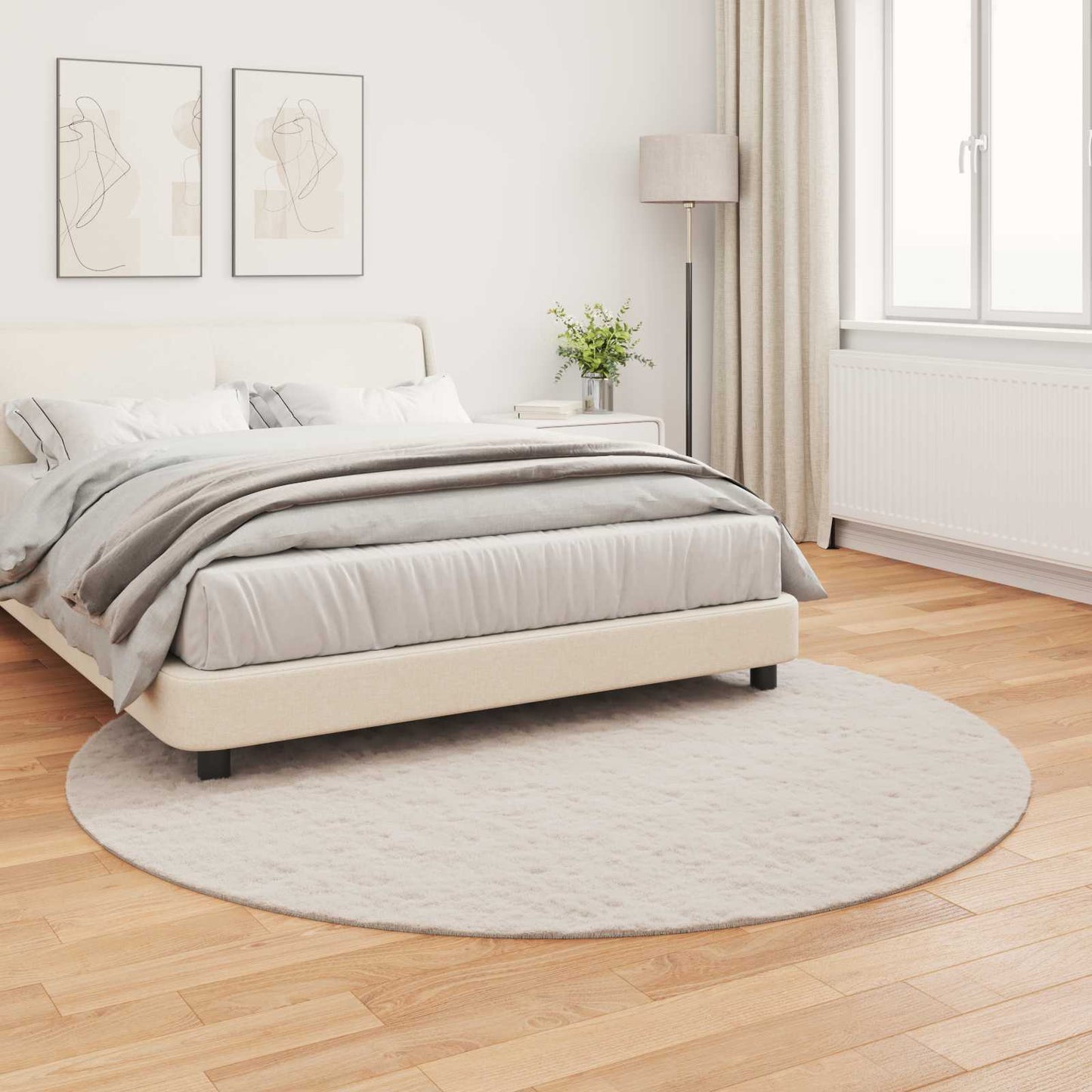 vidaXL Kunstfell Hasen Teppich Olite Beige Ø 160 cm Polyester