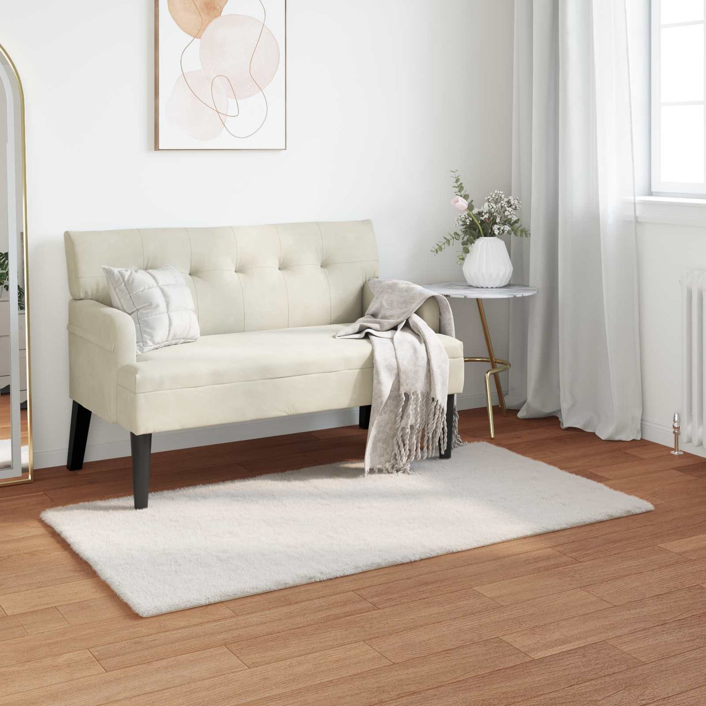 vidaXL Kunstfell Hasen Teppich Olite Creme 60 x 110 cm Polyester