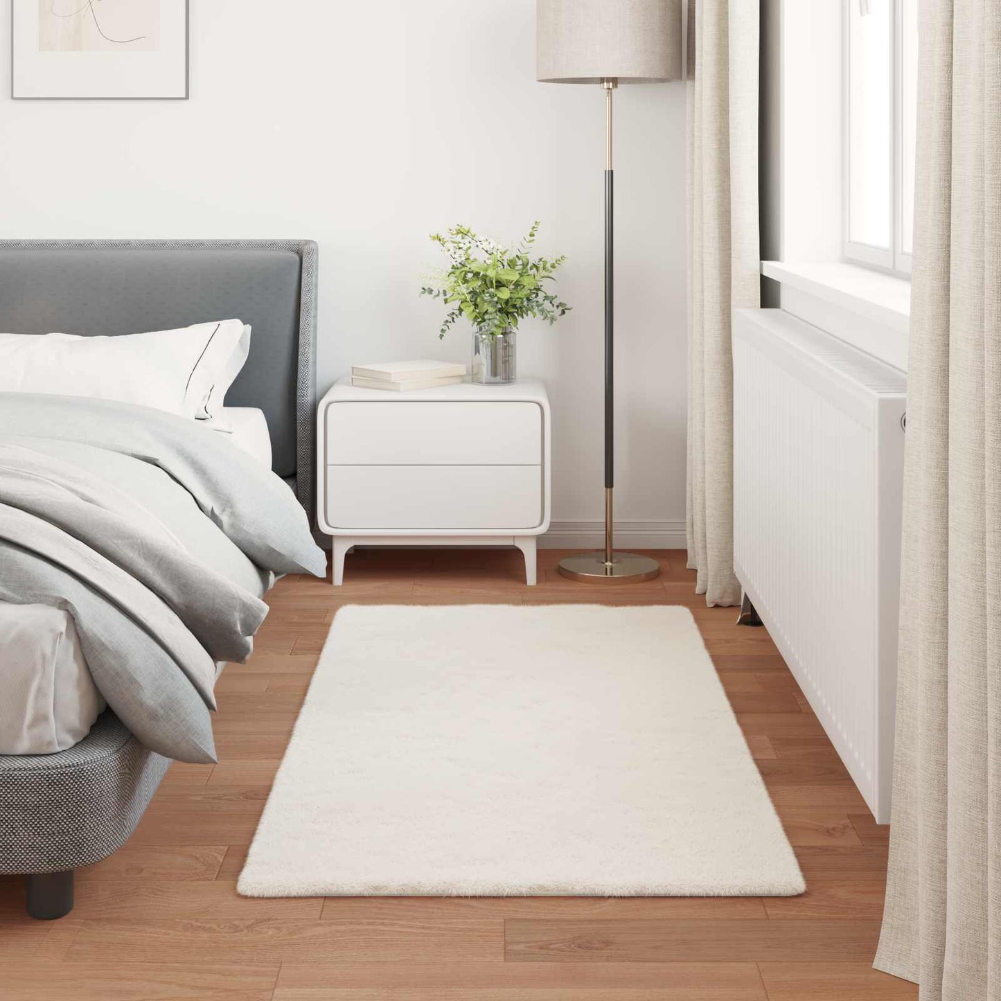 vidaXL Kunstfell Hasen Teppich Olite Creme 60 x 110 cm Polyester