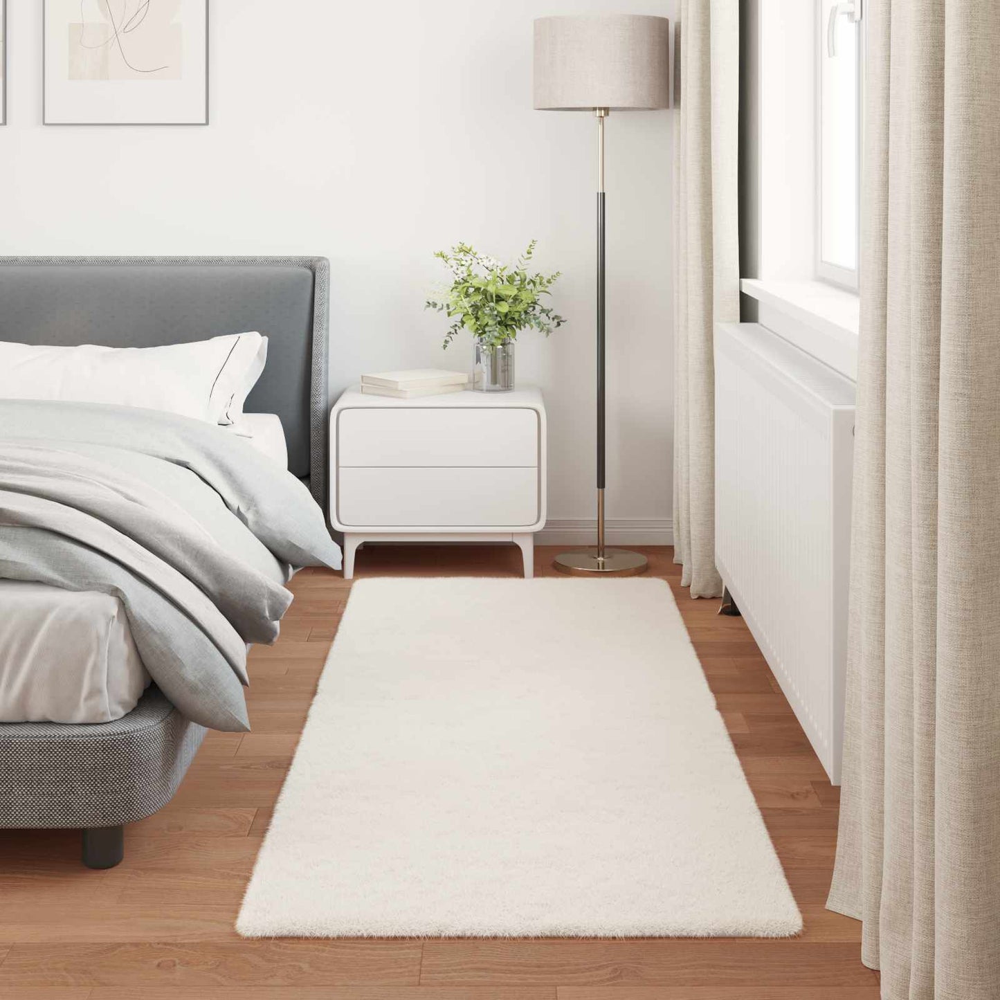vidaXL Kunstfell Hasen Teppich Olite Creme 80 x 200 cm Polyester