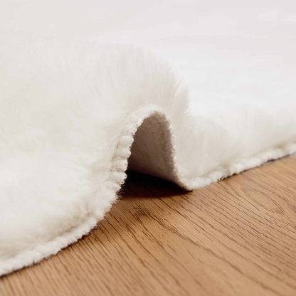 Rutschfester Kunstfellteppich Olite Creme 80 x 250 cm Polyester