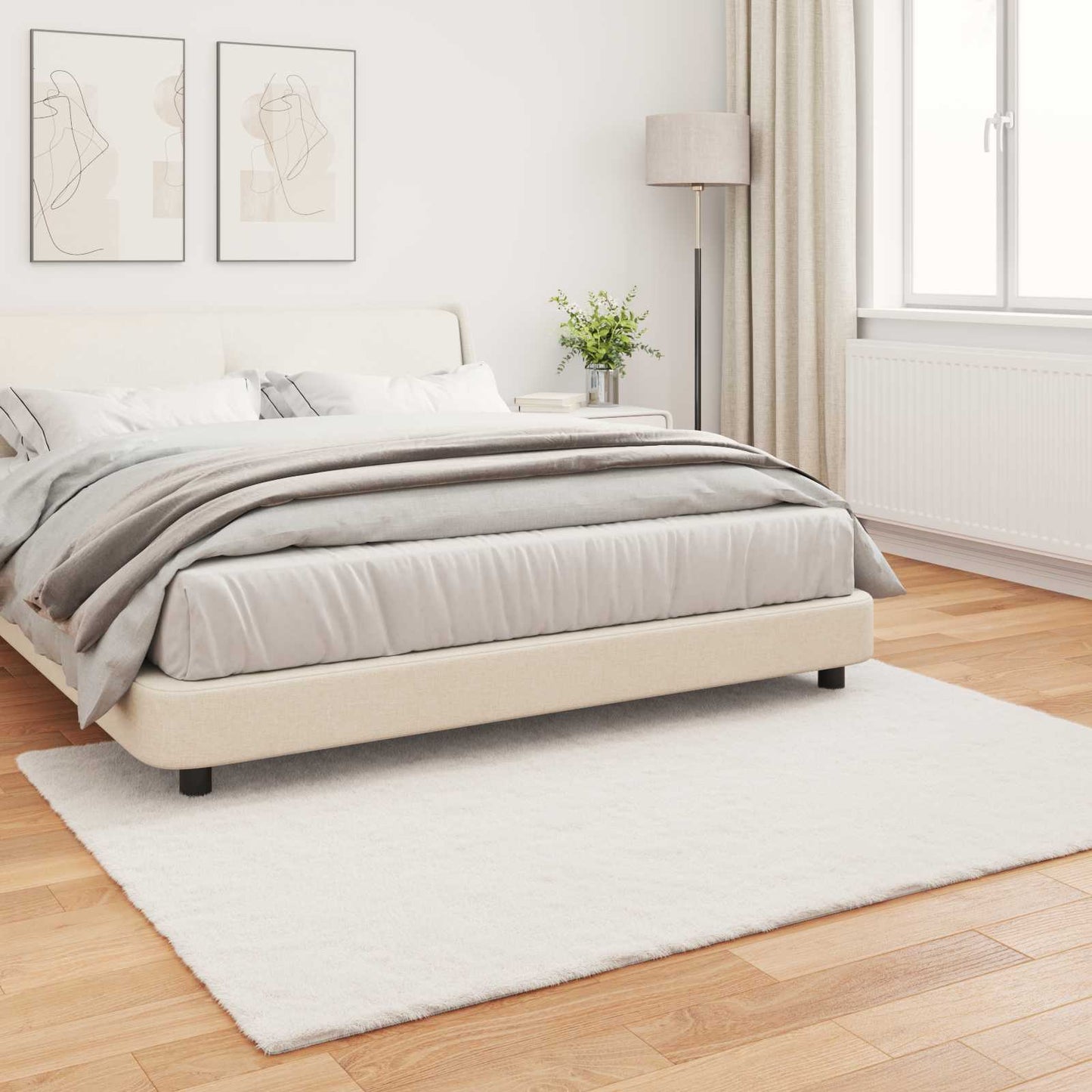 Rutschfester Kunstfellteppich Olite Creme 120 x 170 cm