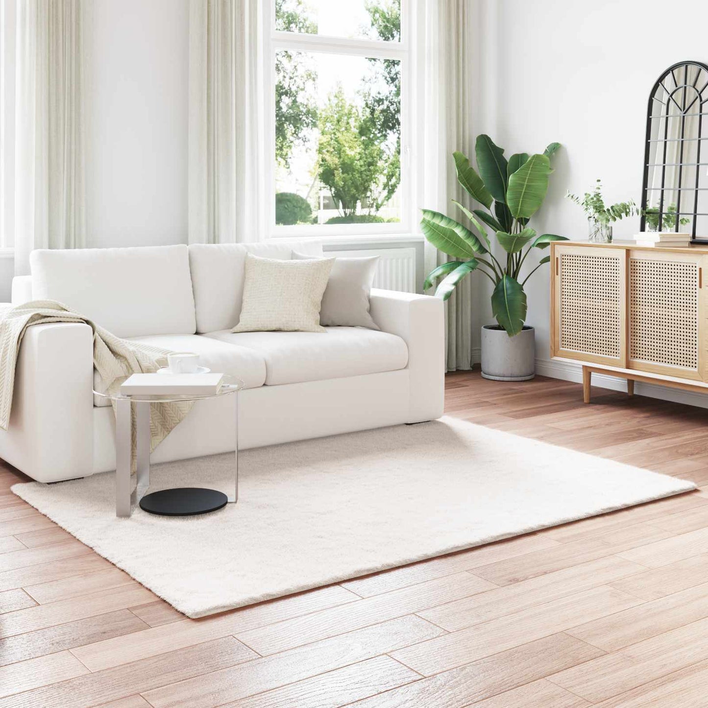 vidaXL Kunstfell Hasen Teppich Olite Creme 160 x 230 cm Polyester