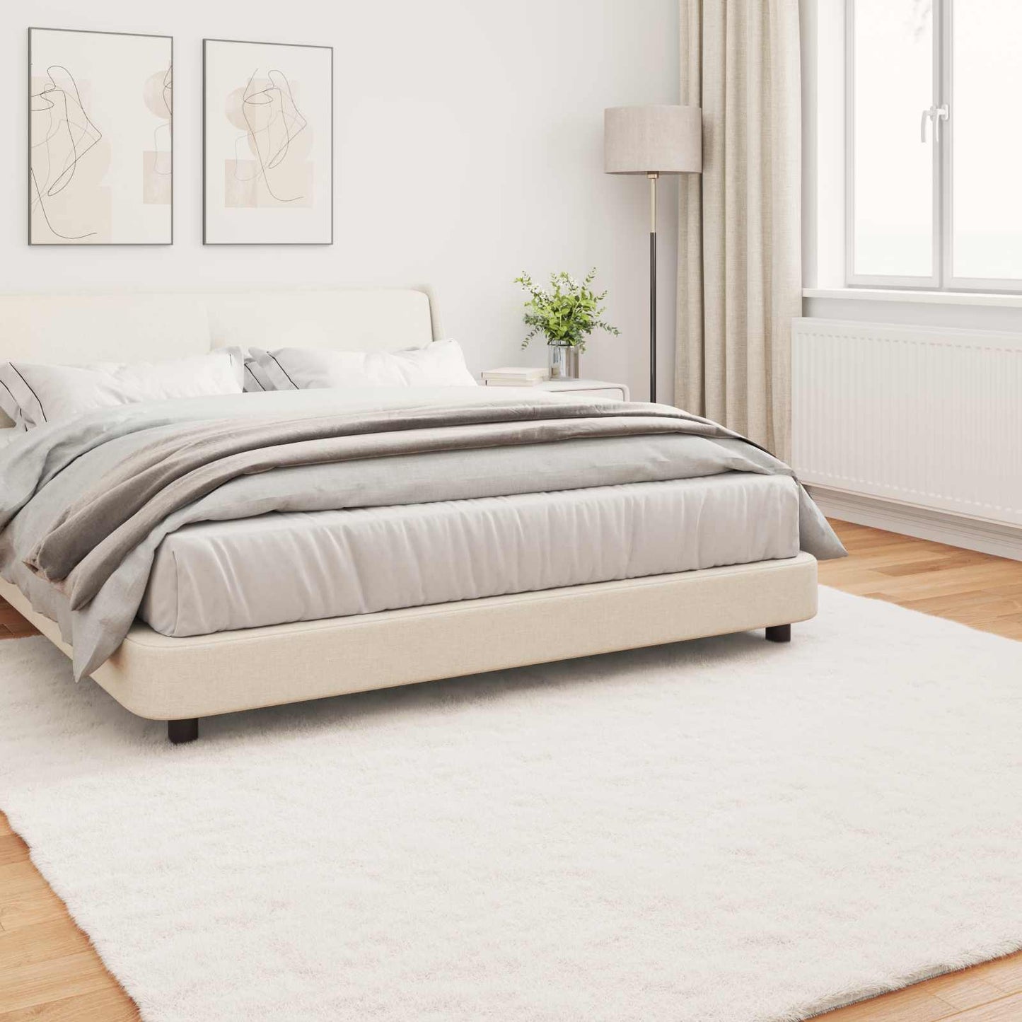 vidaXL Kunstfell Hasen Teppich Olite Creme 200 x 200 cm Polyester