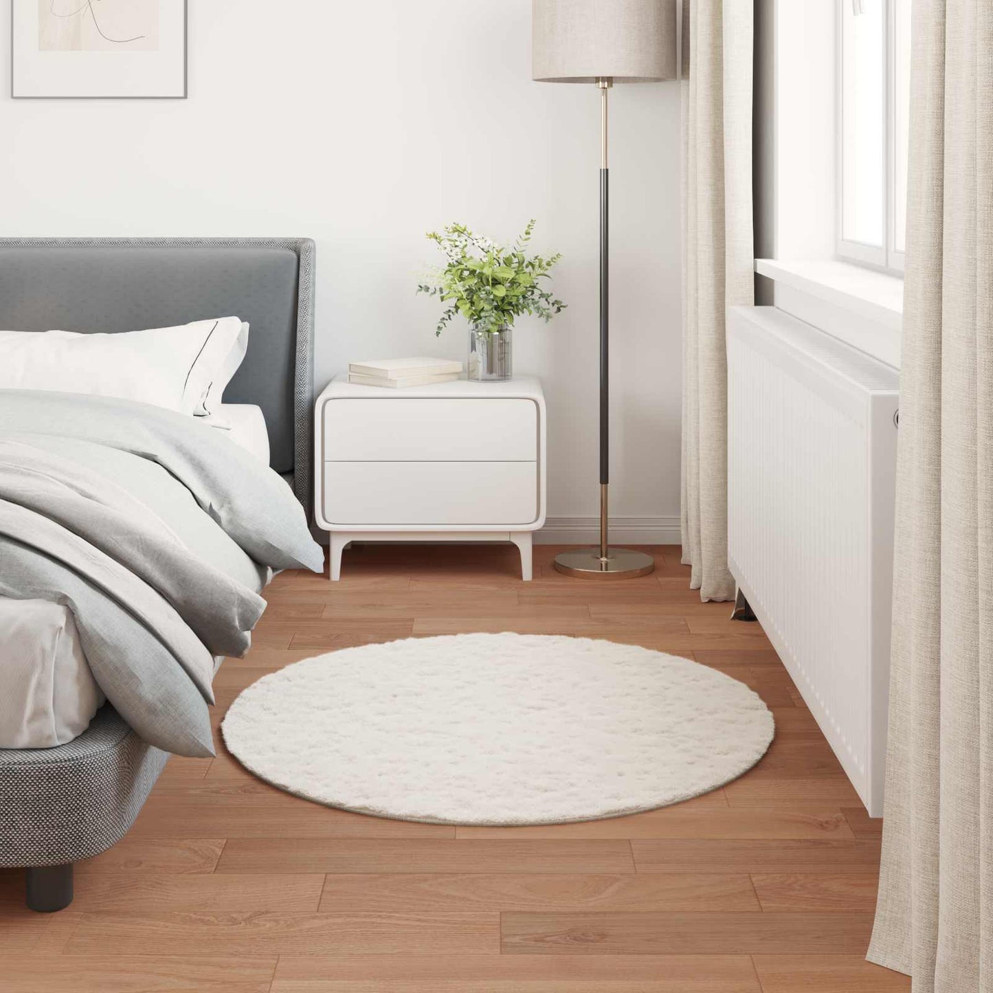 vidaXL Kunstfell Hasen Teppich Olite Creme Ø 120 cm Polyester