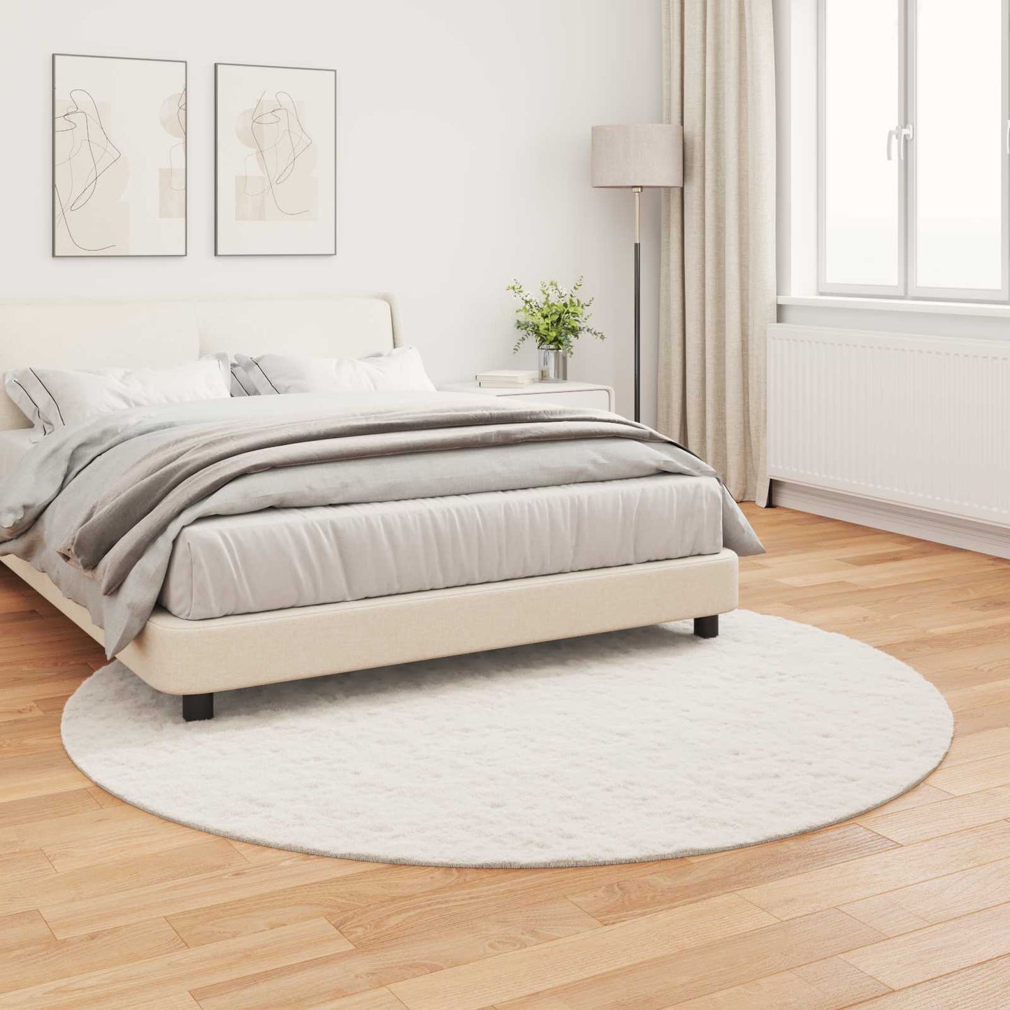 vidaXL Kunstfell Hasen Teppich Olite Creme Ø 160 cm Polyester
