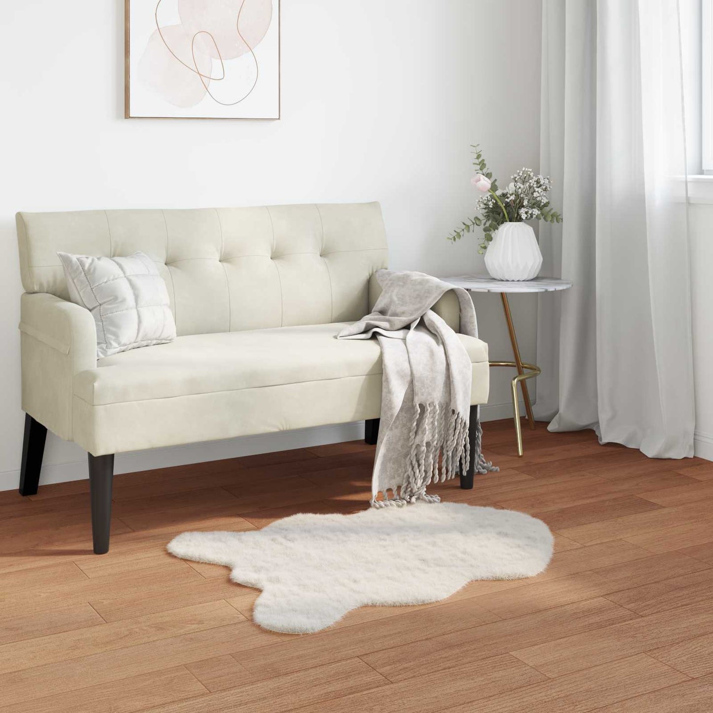vidaXL Kunstfell Hasen Teppich Olite Creme 60 x 90 cm Polyester