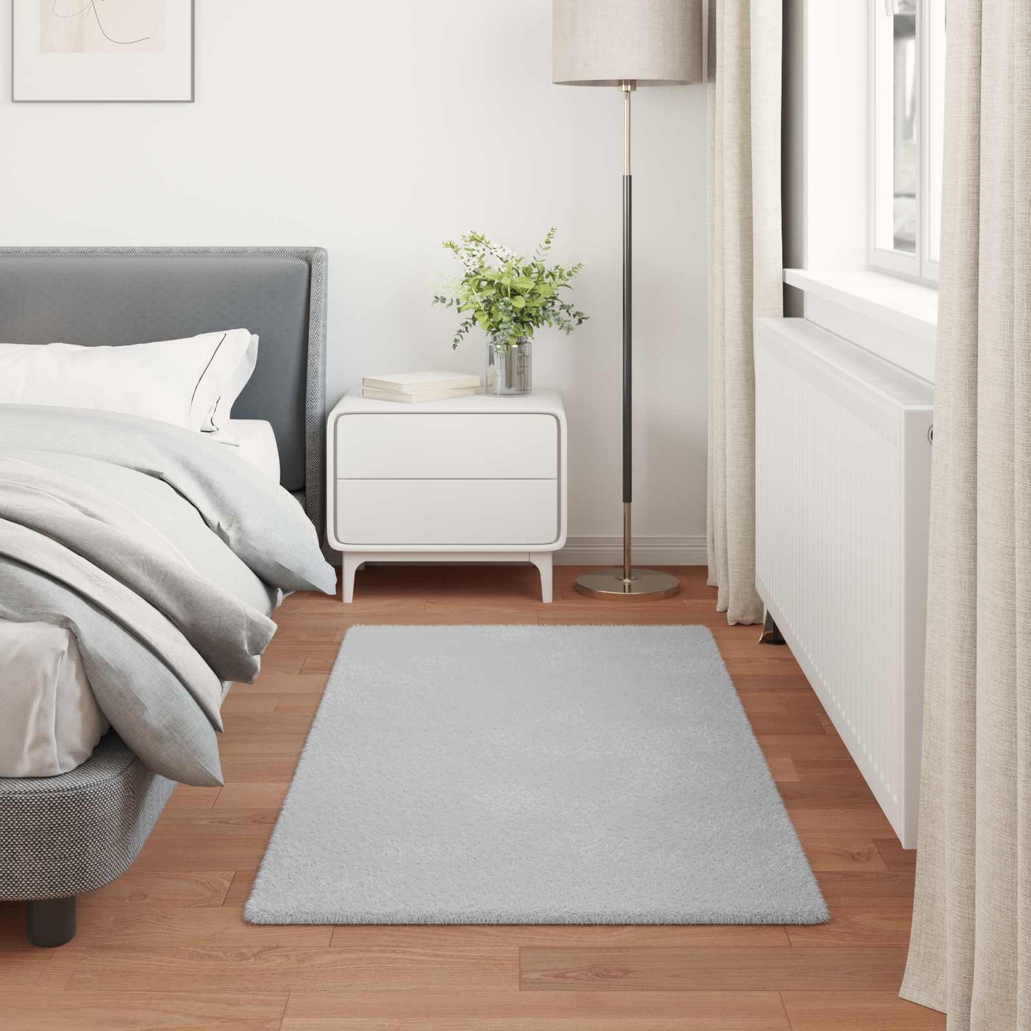 vidaXL Kunstfell Hasen Teppich Olite Grau 60 x 110 cm Polyester