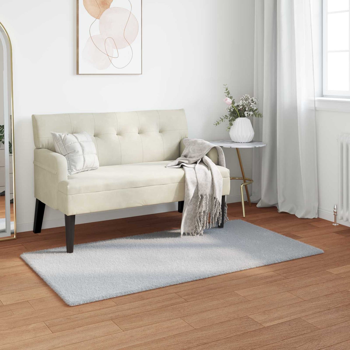 vidaXL Kunstfell Hasen Teppich Olite Grau 80 x 150 cm Polyester