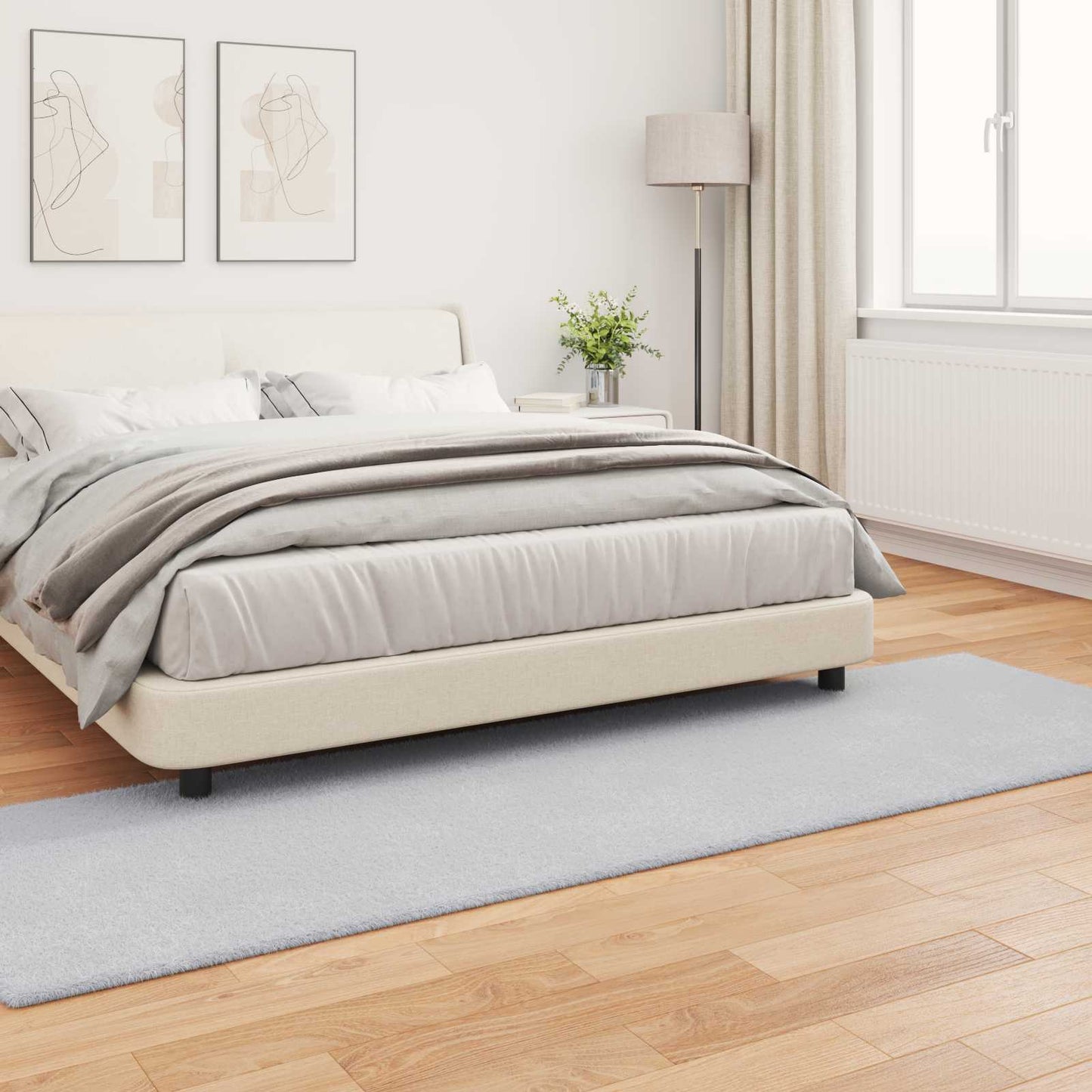 vidaXL Kunstfell Hasen Teppich Olite Grau 80 x 250 cm Polyester