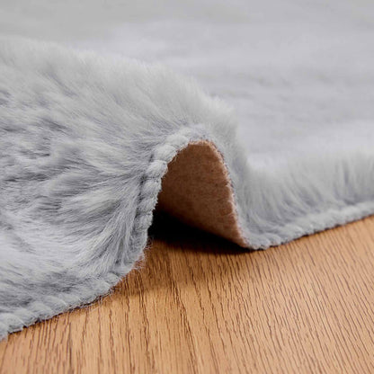 vidaXL Kunstfell Hasen Teppich Olite Grau 100 x 200 cm Polyester