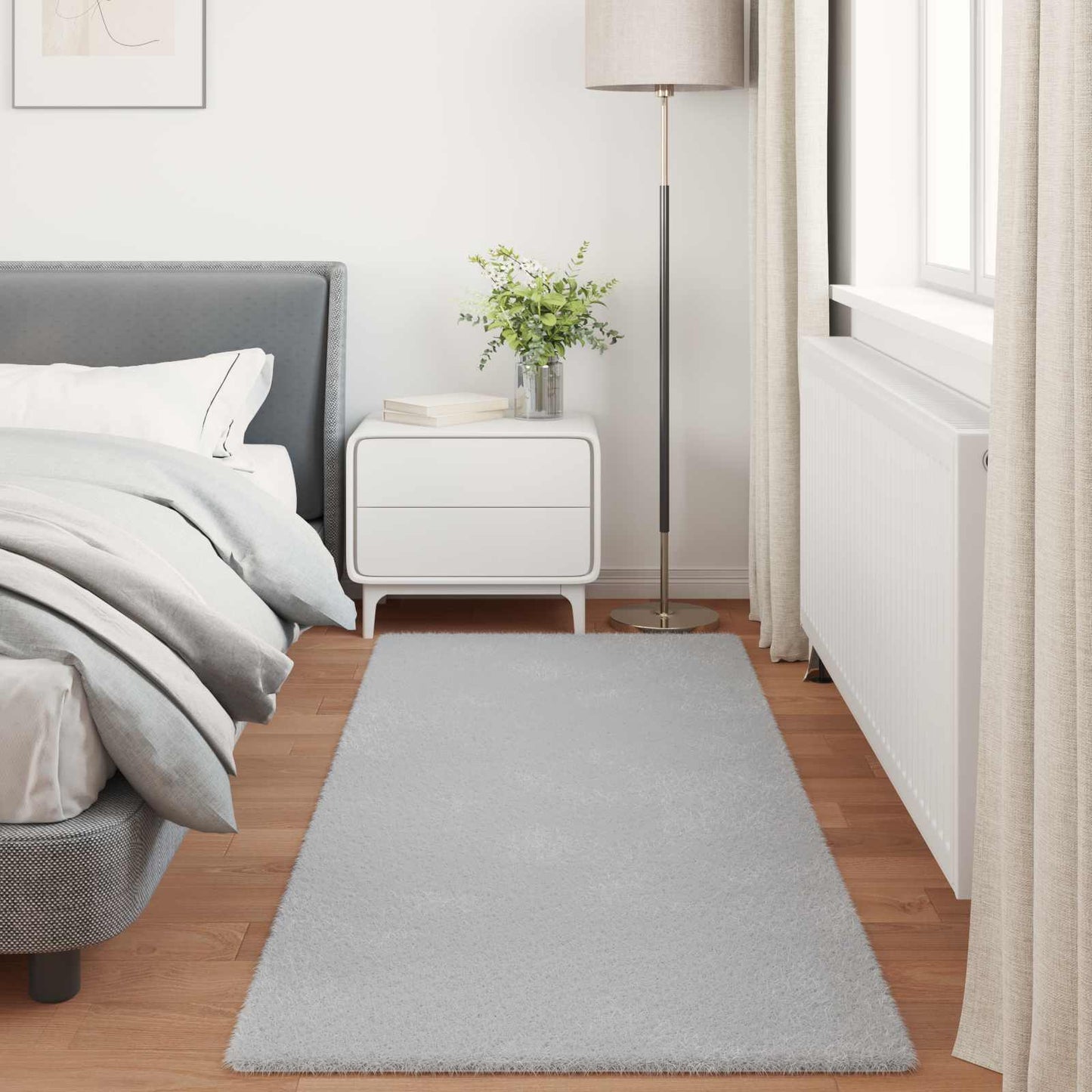 vidaXL Kunstfell Hasen Teppich Olite Grau 100 x 200 cm Polyester