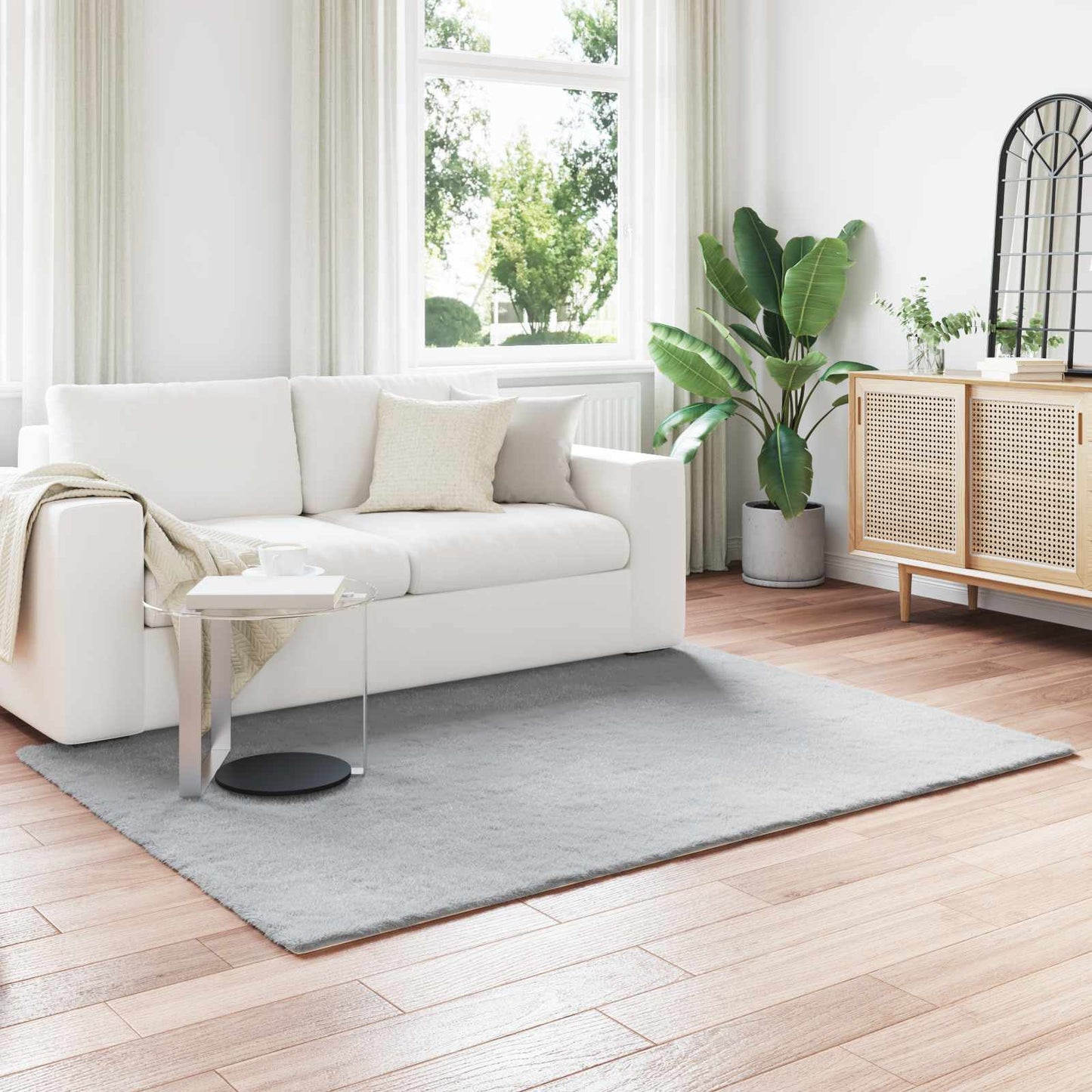 Rutschfester Kunstfellteppich Olite Grau 120 x 170 cm Polyester