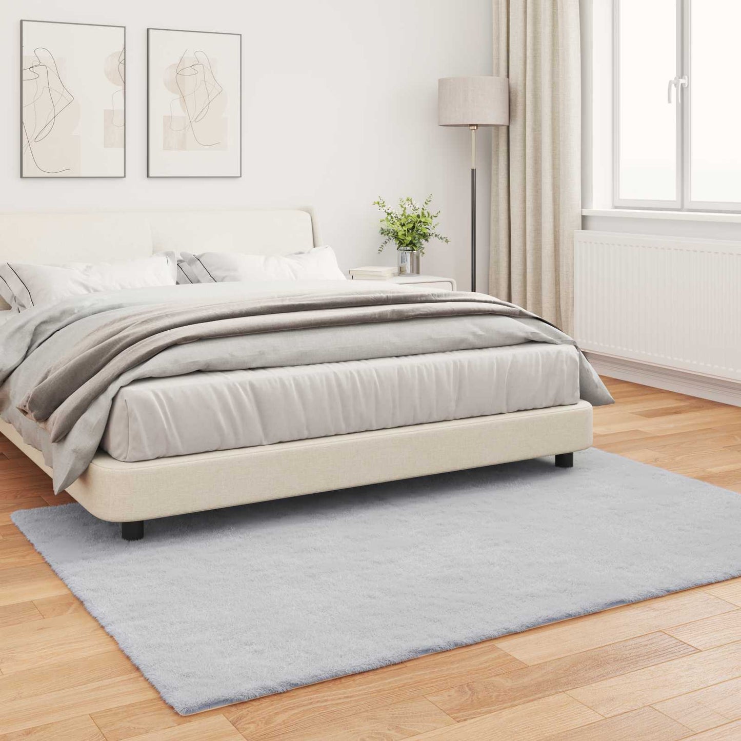 vidaXL Kunstfell Hasen Teppich Olite Grau 160 x 230 cm Polyester