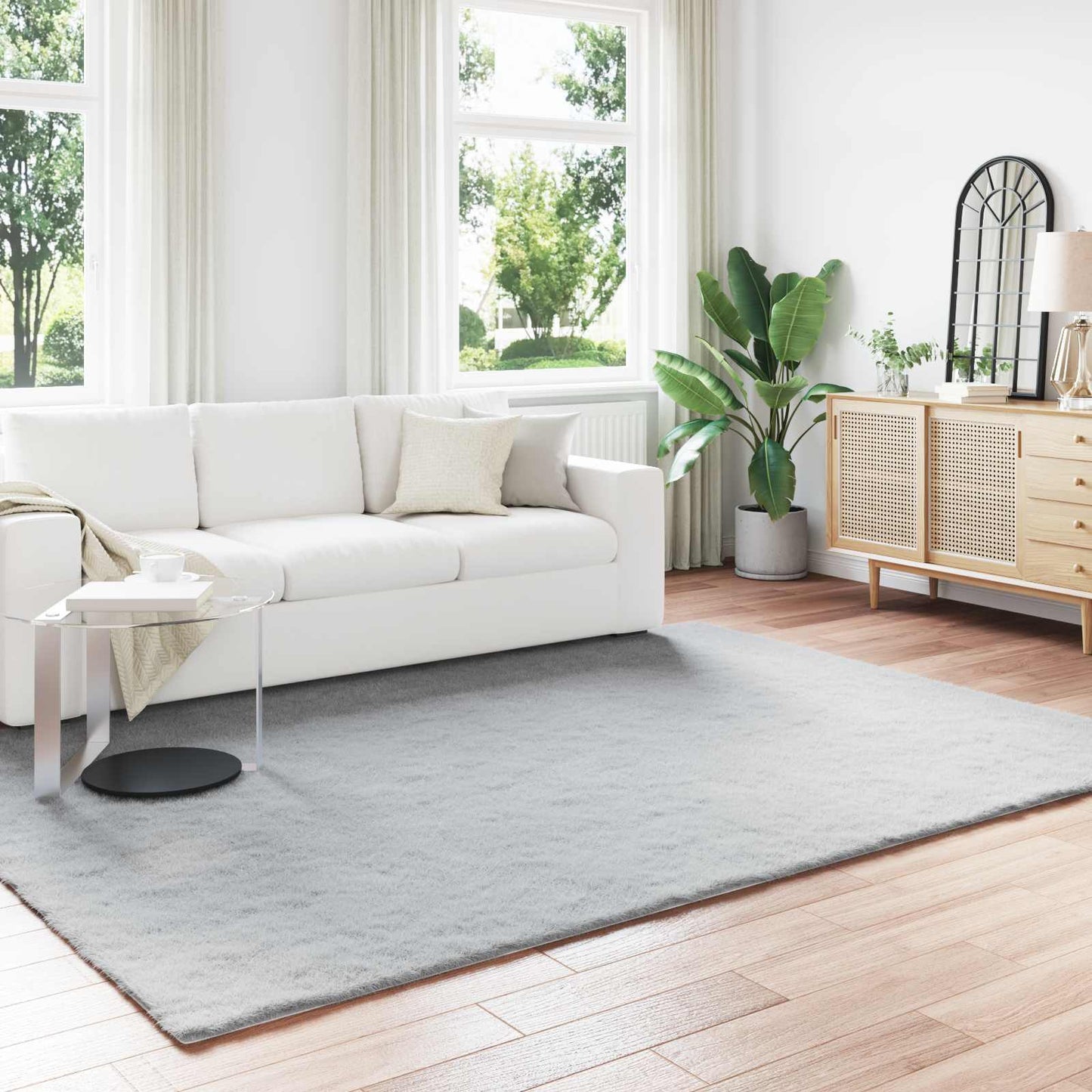 vidaXL Kunstfell Hasen Teppich Olite Grau 200 x 280 cm Polyester