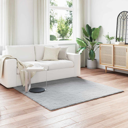 vidaXL Tapis Olite Lapin en Fausse Fourrure Gris 160 x 160 cm Polyester