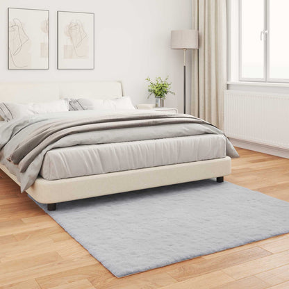 vidaXL Tapis Olite Lapin en Fausse Fourrure Gris 160 x 160 cm Polyester