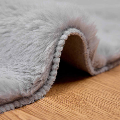vidaXL Kunstfell Hasen Teppich Olite Grau Ø 80 cm Polyester