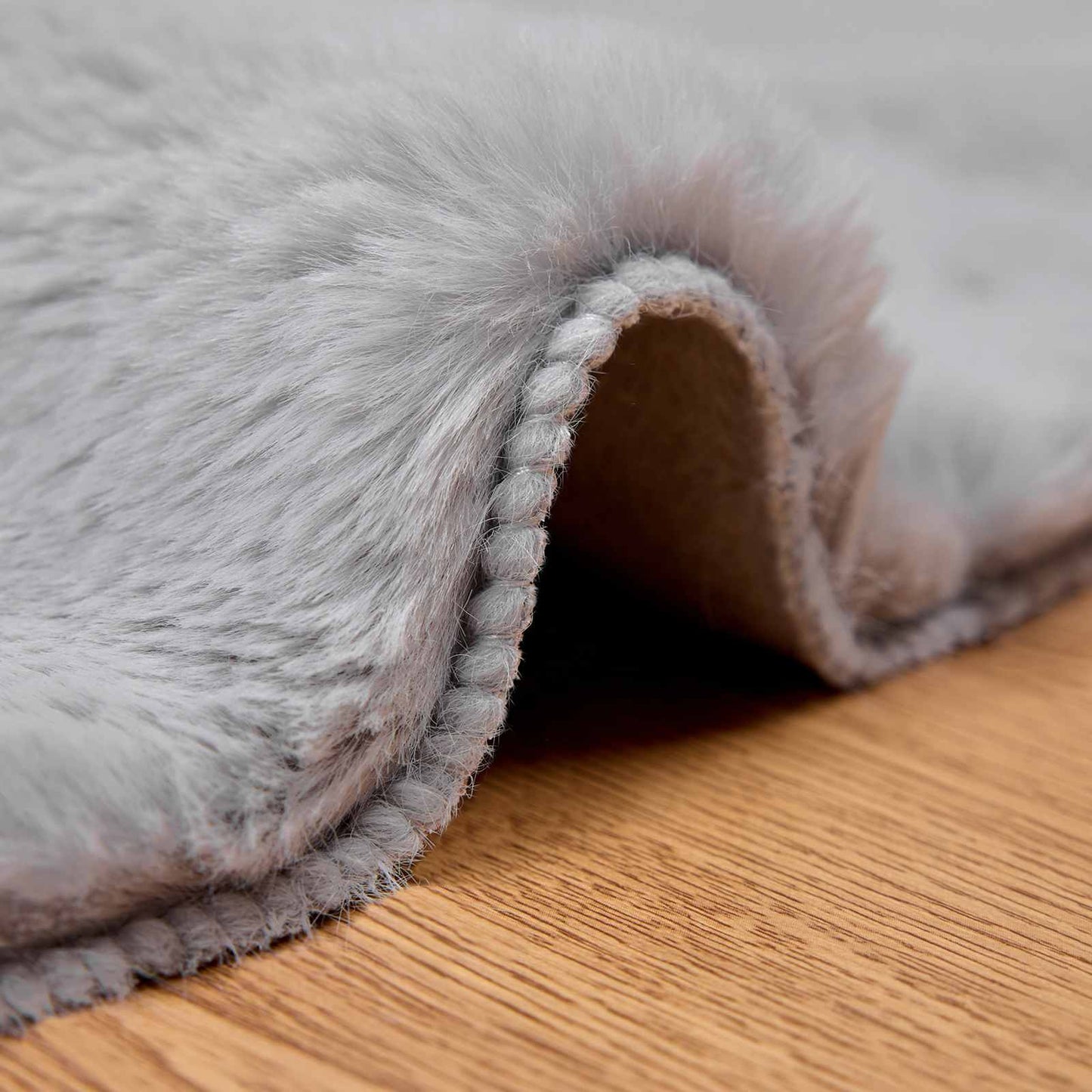 vidaXL Tapis rond Olite en fausse fourrure de lapin gris Ø 160 cm polyester