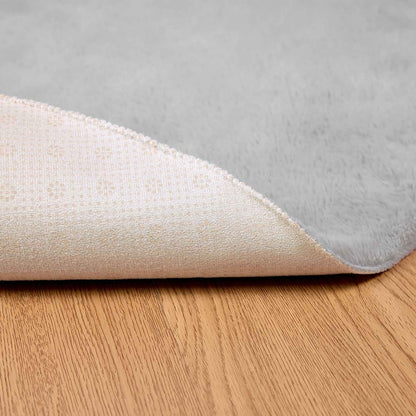 vidaXL Tapis rond Olite en fausse fourrure de lapin gris Ø 160 cm polyester