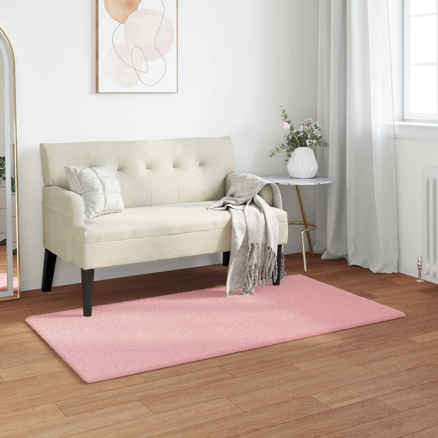 vidaXL Kunstfell Hasen Teppich Olite Rosa 60 x 110 cm Polyester