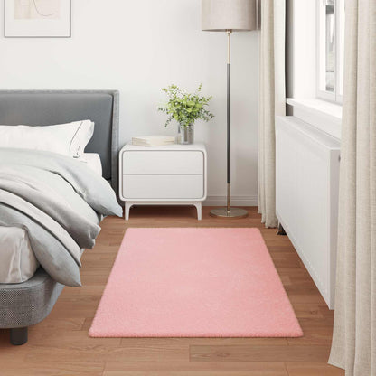 vidaXL Tapis Olite lapin en fausse fourrure rose 80 x 150 cm polyester