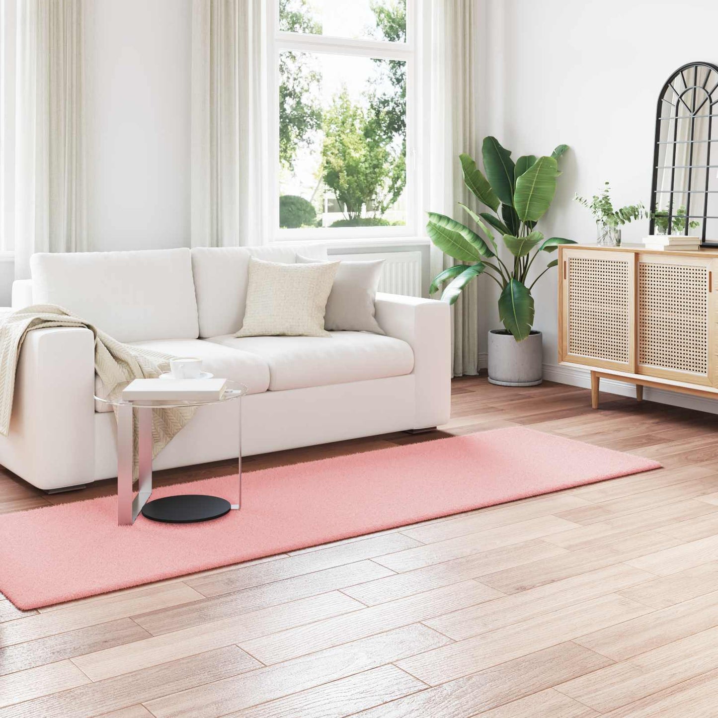 vidaXL Tapis de lapin en fausse fourrure Olite Rose 80 x 250 cm Polyester