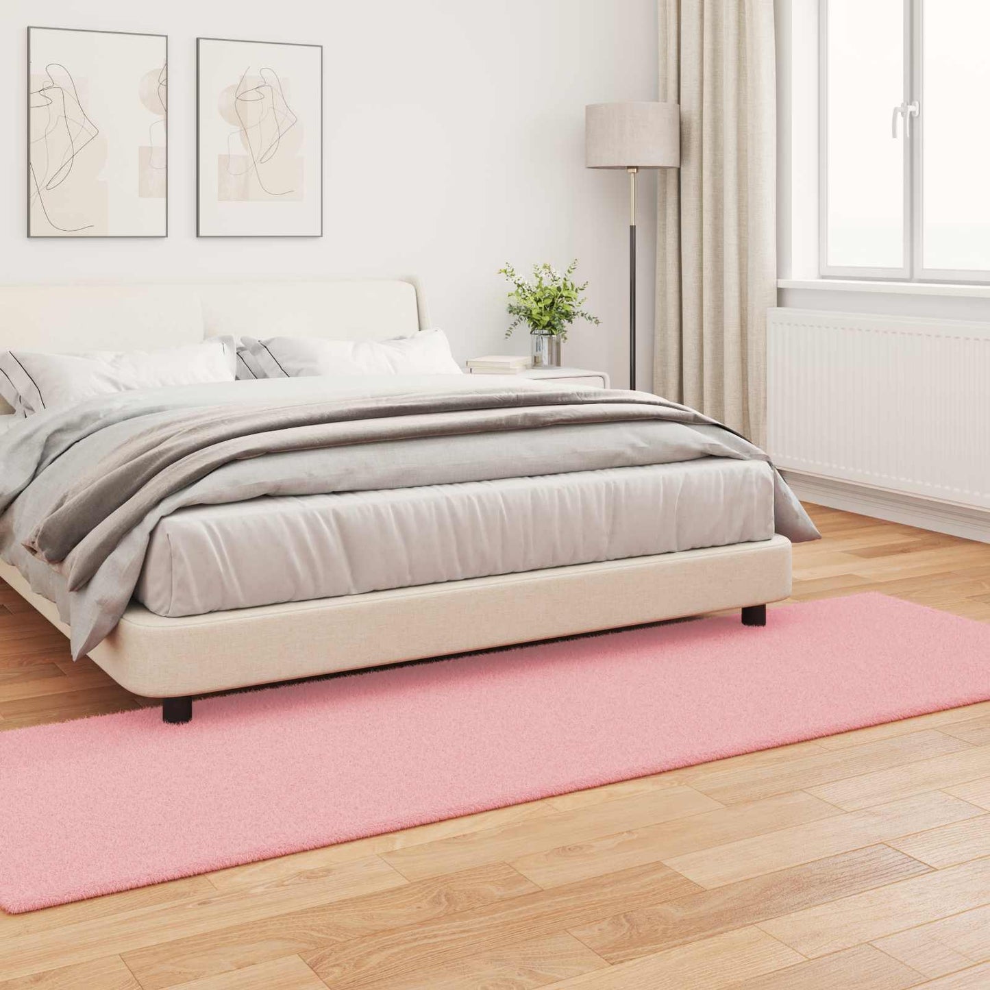 vidaXL Tapis de lapin en fausse fourrure Olite Rose 80 x 250 cm Polyester
