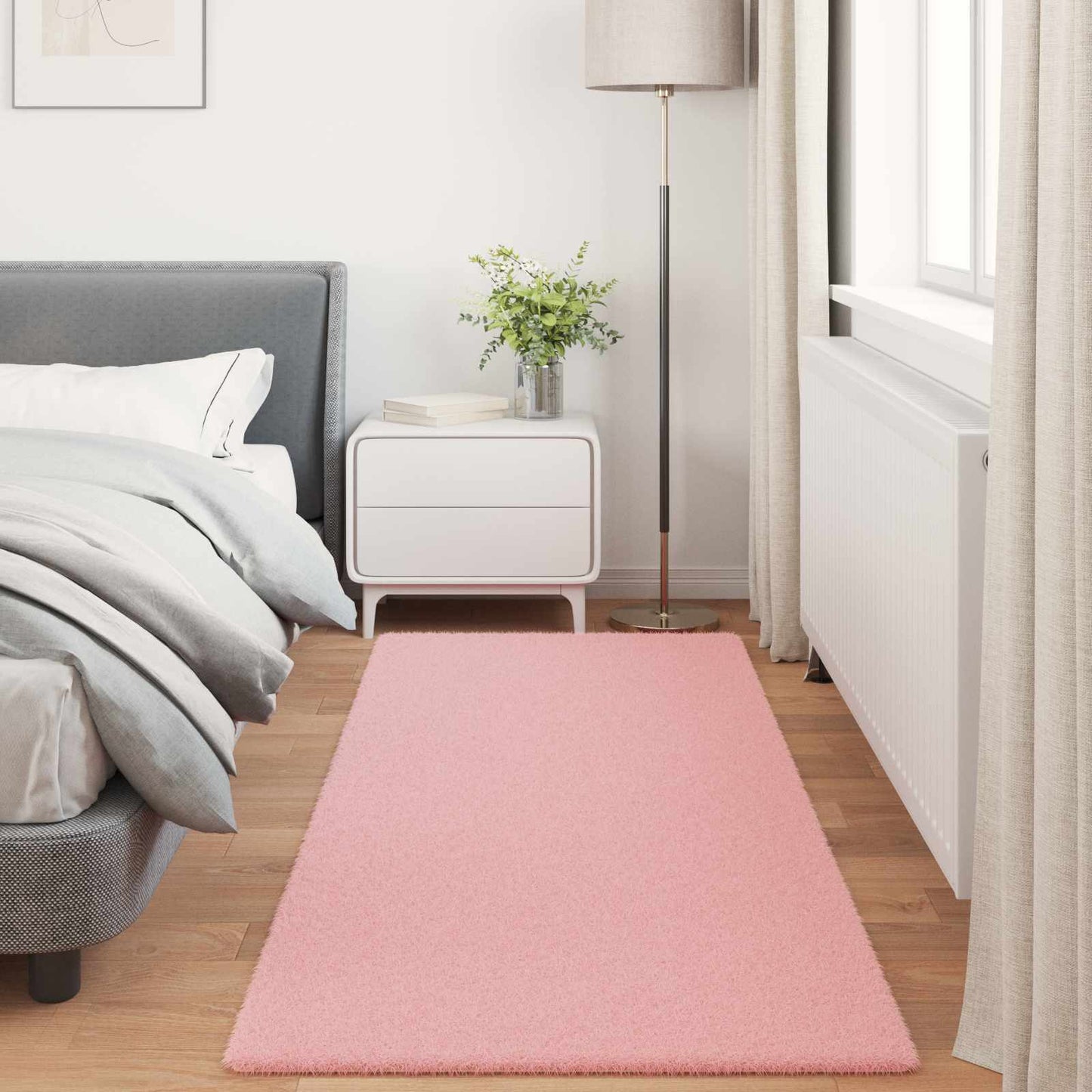 vidaXL Kunstfell Hasen Teppich Olite Rosa 100 x 200 cm Polyester