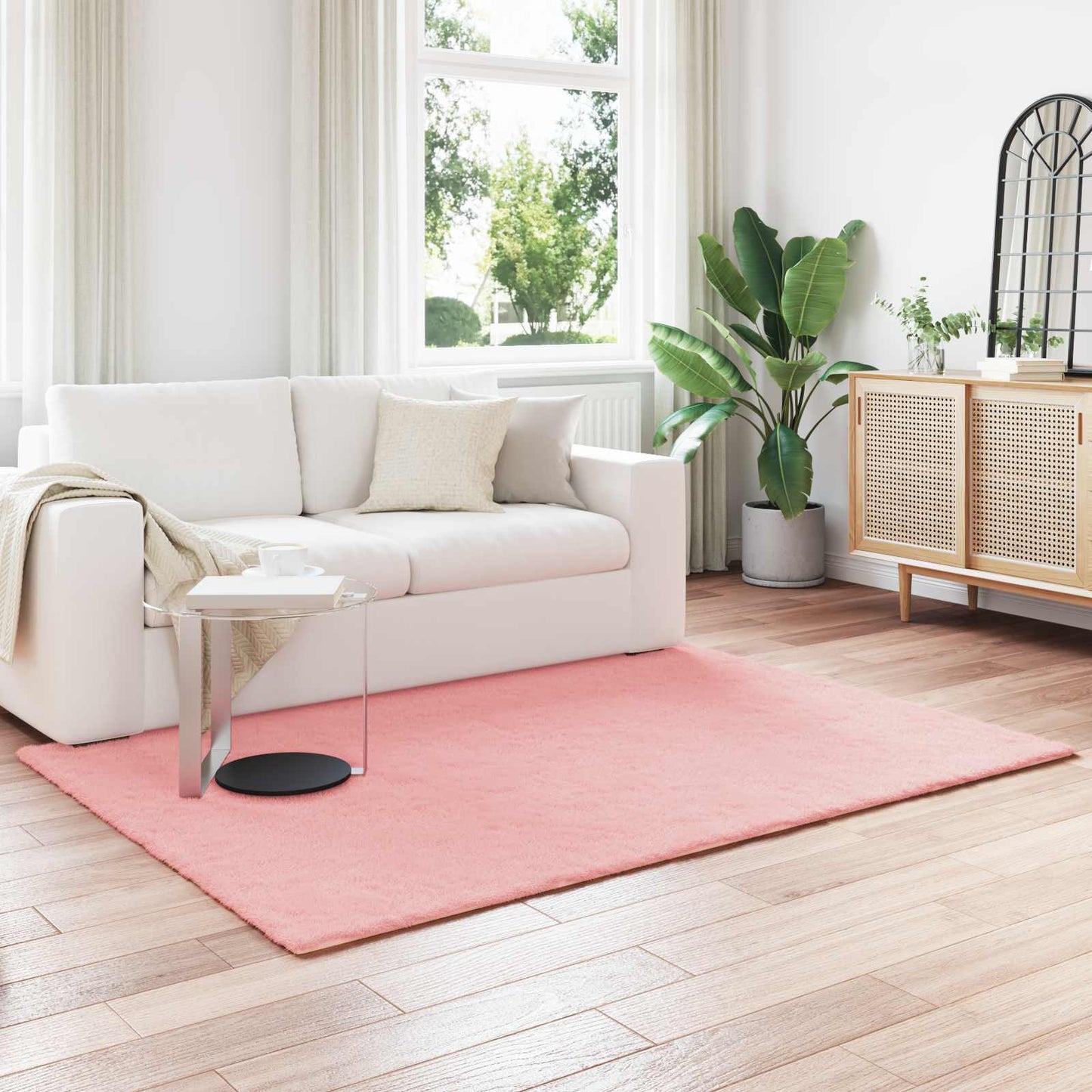 vidaXL Kunstfell Hasen Teppich Olite Rosa 140 x 200 cm Polyester