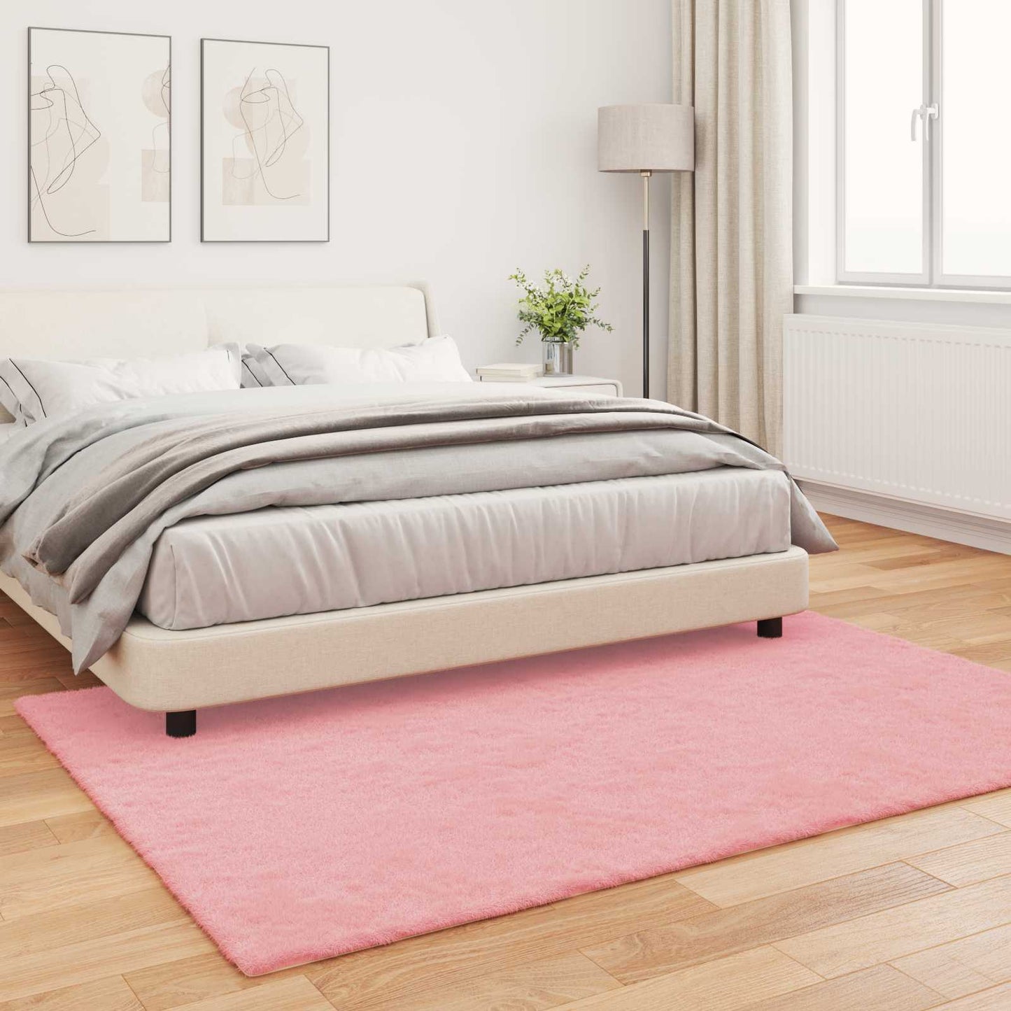 vidaXL Kunstfell Hasen Teppich Olite Rosa 140 x 200 cm Polyester