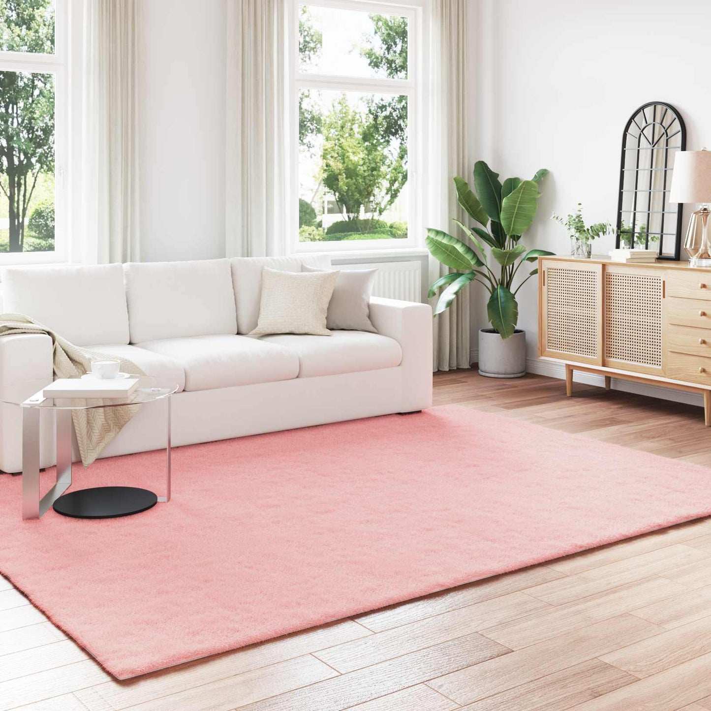 vidaXL Tapis en fausse fourrure de lapin Olite Rose 200 x 280 cm Polyester