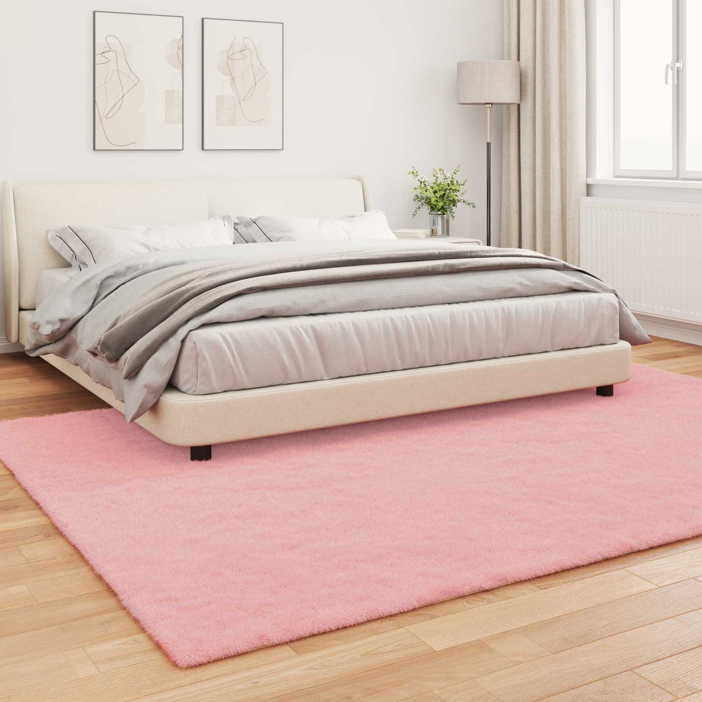 vidaXL Tapis en fausse fourrure de lapin Olite Rose 200 x 280 cm Polyester