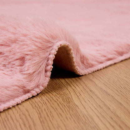 vidaXL Kunstfell Hasen Teppich Olite Rosa 160 x 160 cm Polyester