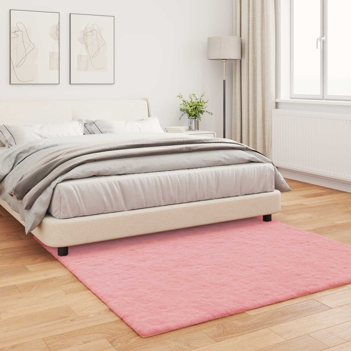 vidaXL Kunstfell Hasen Teppich Olite Rosa 160 x 160 cm Polyester