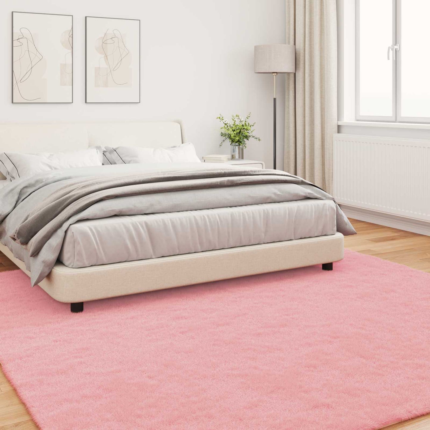 vidaXL Tapis en fausse fourrure de lapin Olite rose 200 x 200 cm polyester