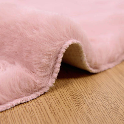 vidaXL Tapis lapin en fausse fourrure Olite Rose Ø 120 cm Polyester