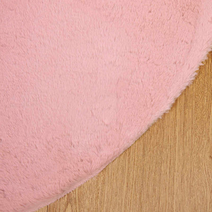 vidaXL Tapis lapin en fausse fourrure Olite Rose Ø 120 cm Polyester