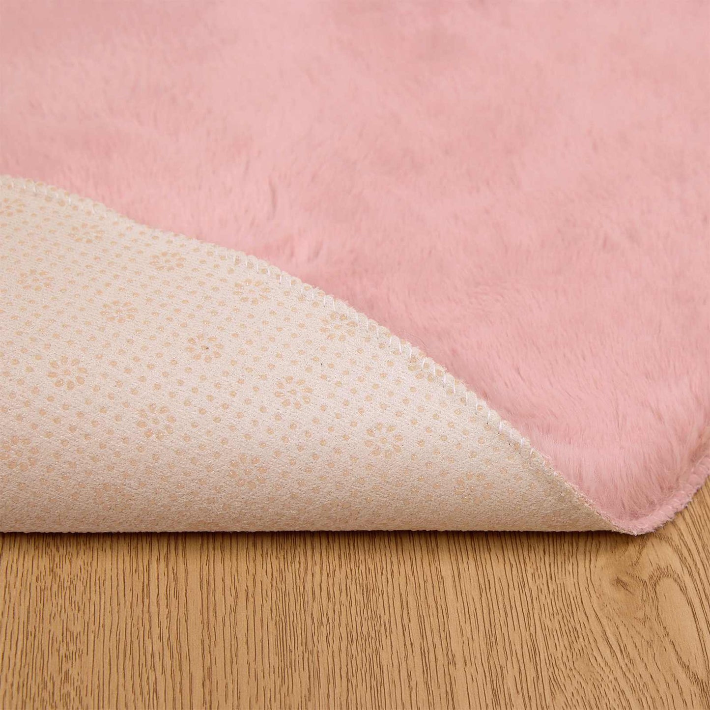vidaXL Tapis lapin en fausse fourrure Olite Rose Ø 120 cm Polyester