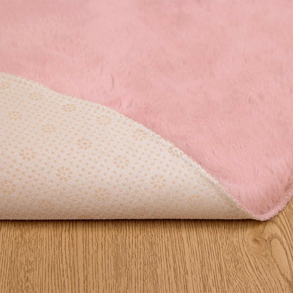 vidaXL Tapis lapin en fausse fourrure Olite Rose Ø 120 cm Polyester