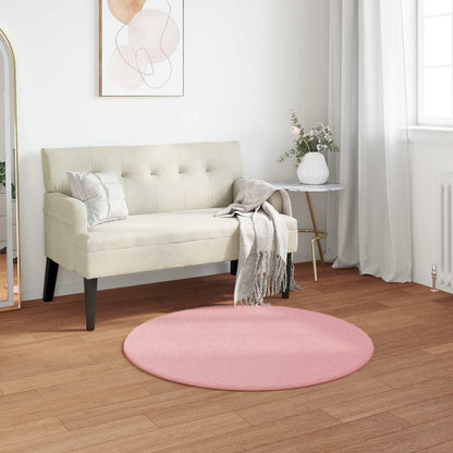 vidaXL Tapis lapin en fausse fourrure Olite Rose Ø 120 cm Polyester