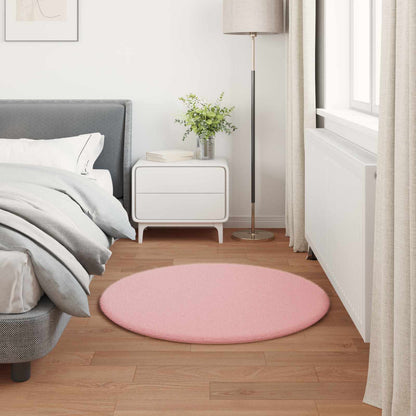 vidaXL Tapis lapin en fausse fourrure Olite Rose Ø 120 cm Polyester