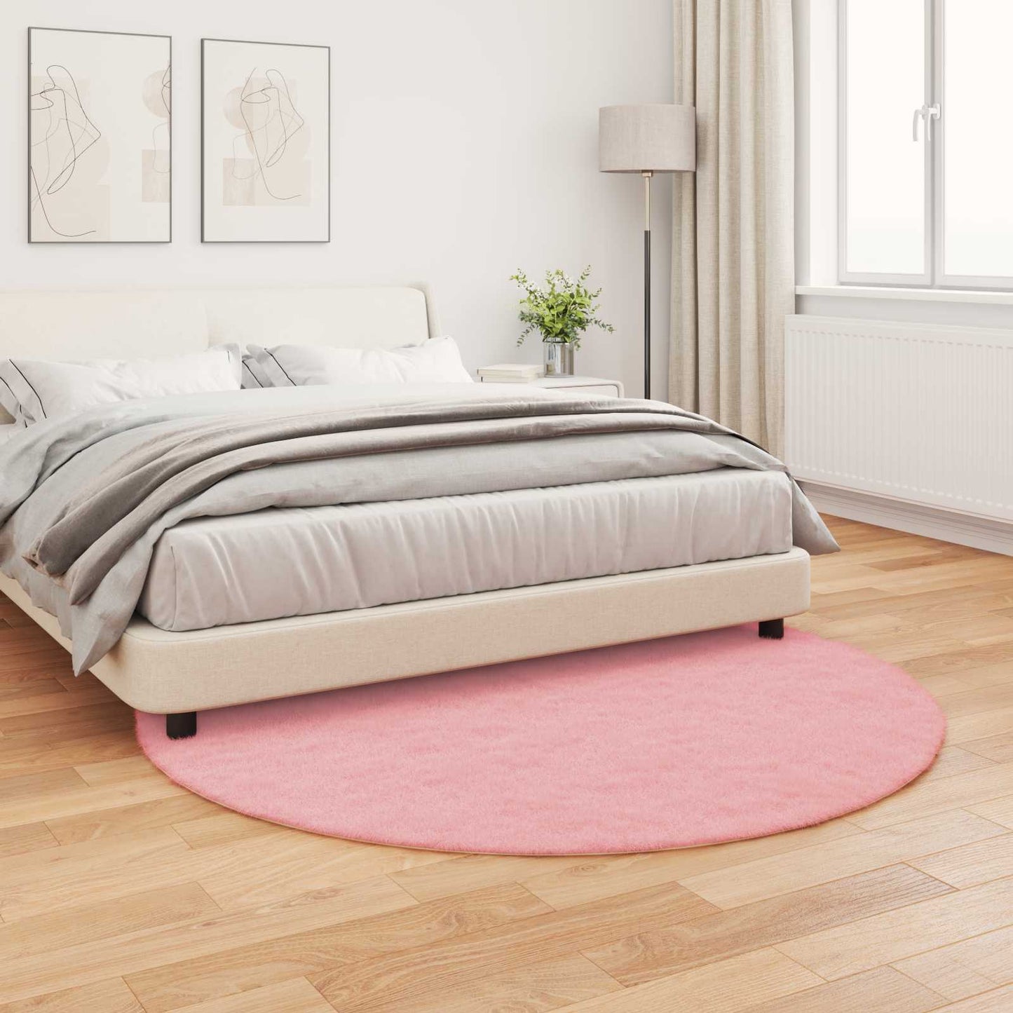 vidaXL Kunstfell Hasen Teppich Olite Rosa Ø 160 cm Polyester
