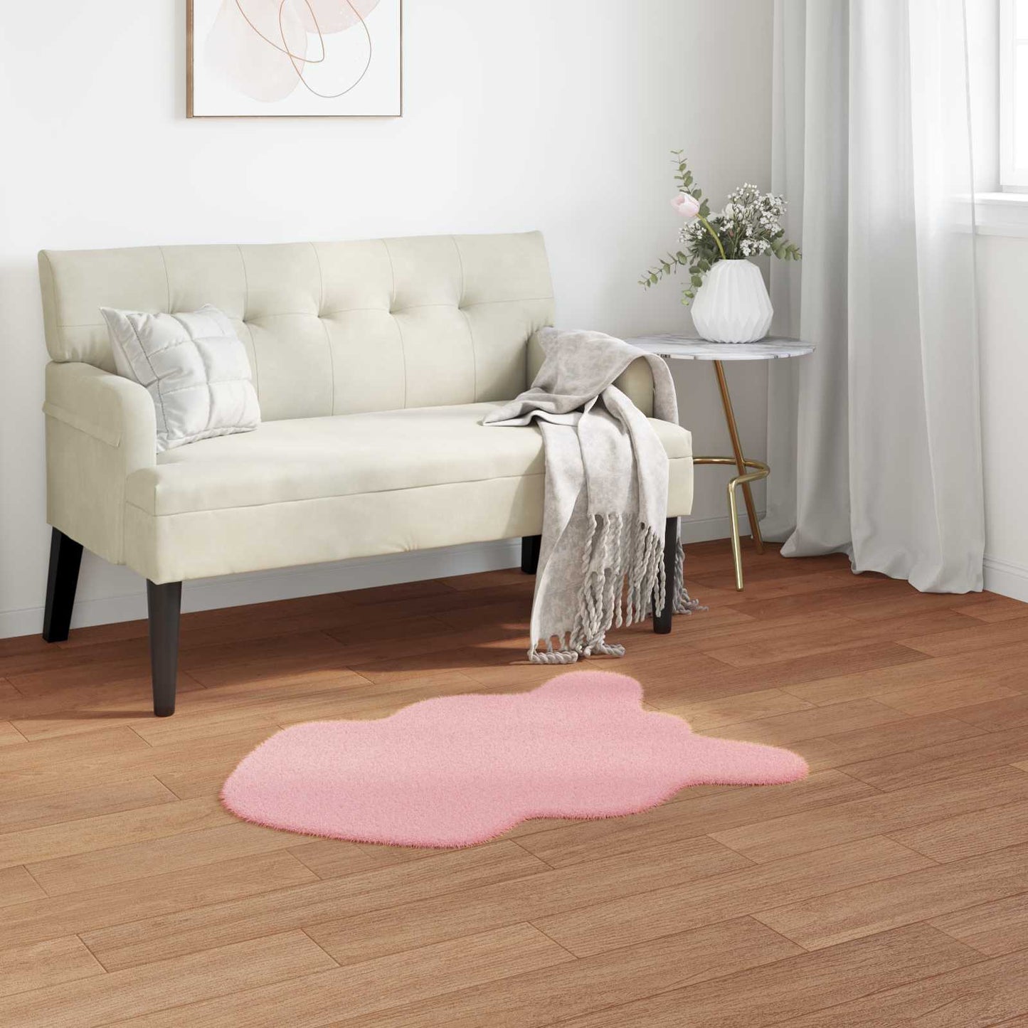 vidaXL Kunstfell Hasen Teppich Olite Rosa 60 x 90 cm Polyester