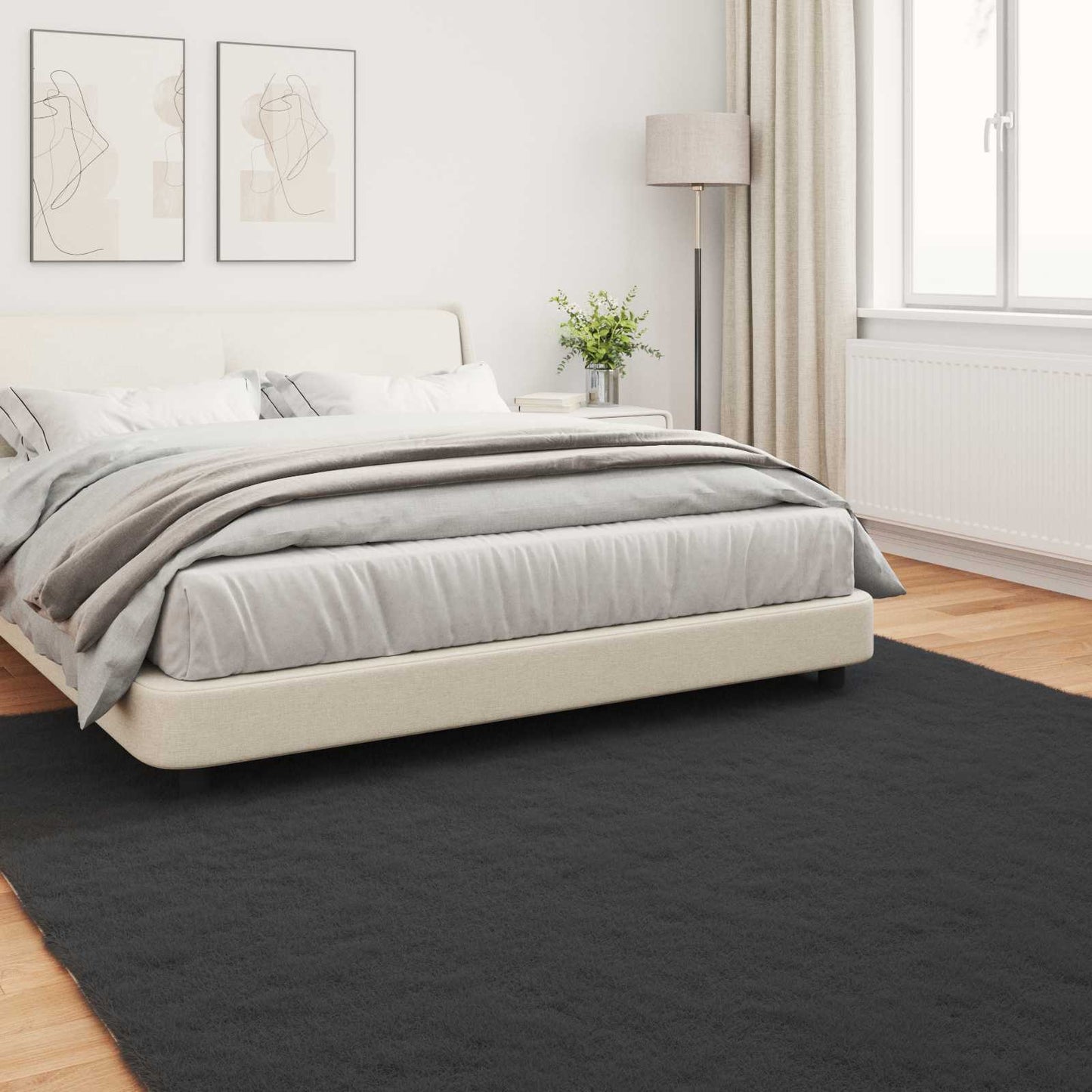 vidaXL Kunstfell Hasen Teppich Olite Schwarz 240 x 240 cm Polyester