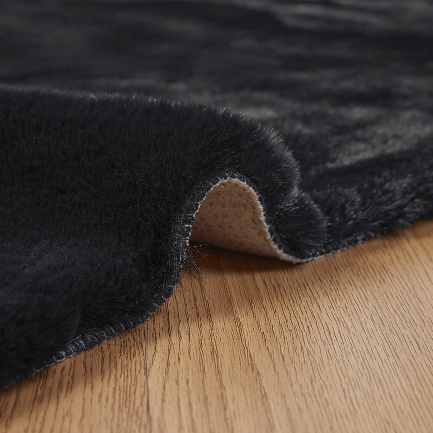 vidaXL Kunstfell Hasen Teppich Olite Schwarz Ø 80 cm Polyester