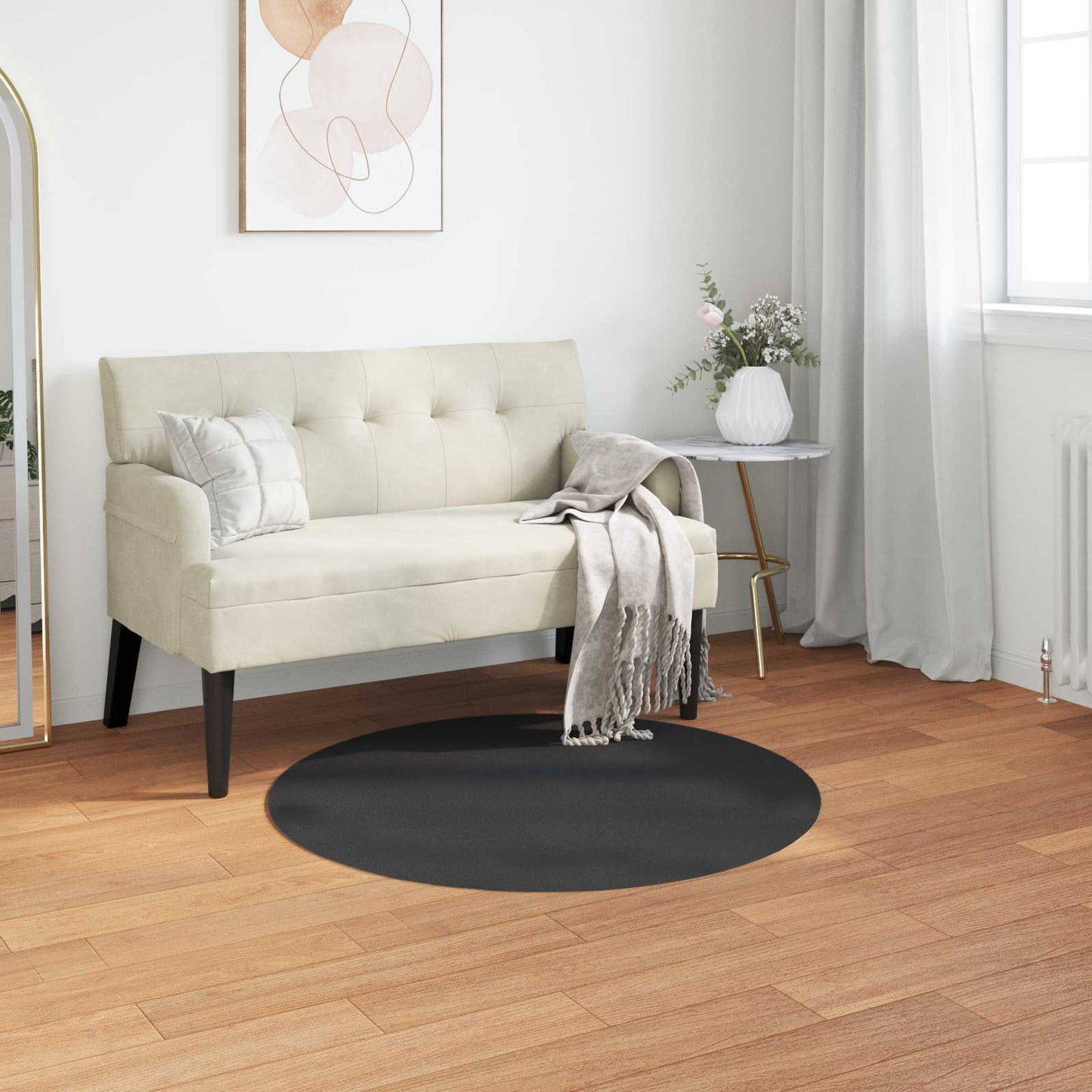 vidaXL Kunstfell Hasen Teppich Olite Schwarz Ø 100 cm Polyester