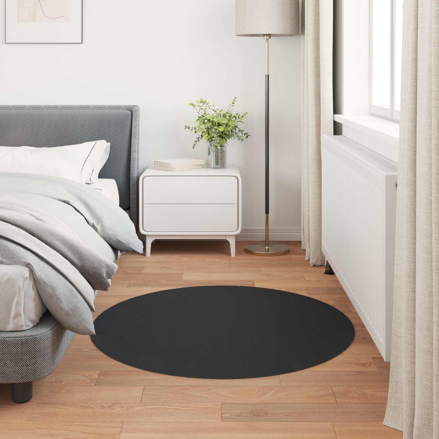 vidaXL Kunstfell Hasen Teppich Olite Schwarz Ø 120 cm Polyester